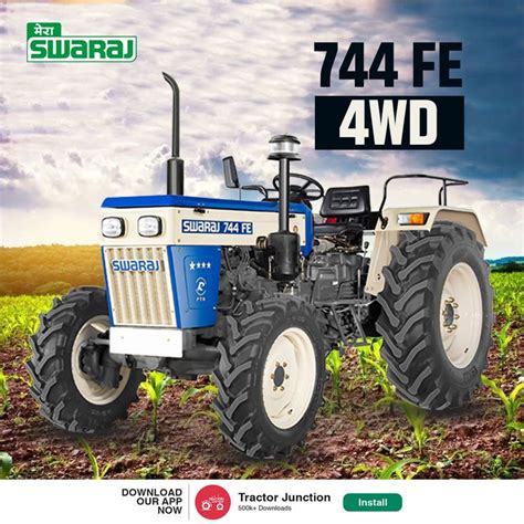 Swaraj 744 Fe 4wd Tractor With 48 Hp Engine