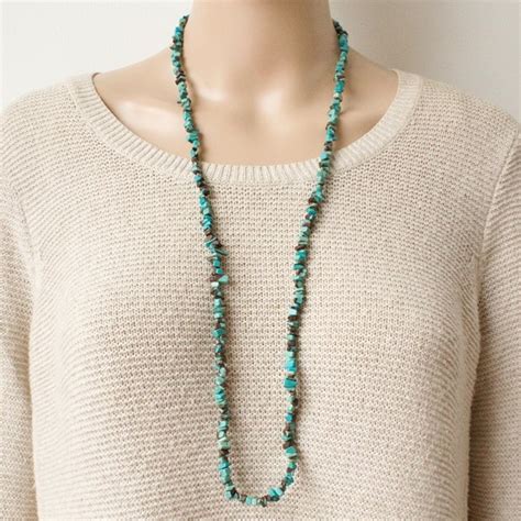 Jewelry Vintage Turquoise Nugget Bead Necklace Long Strand Poshmark