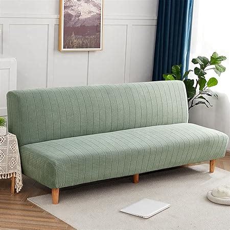 Solid Colour Armless Sofa Bed Cover Polyester Spandex Stretch Futon