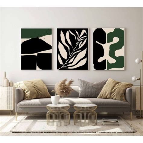 Affiches Art Moderne Vert Et Noir Lot De 3