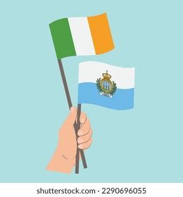 Flags Ireland San Marino Hand Holding Stock Vector Royalty Free