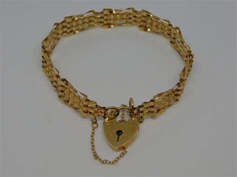 9ct Gold 4 Bar Gate Bracelet Ebay