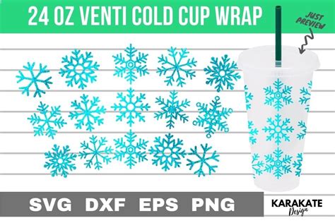 Snowflakes Oz Venti Cup Wrap Svg Graphic By Karakate Creative Fabrica