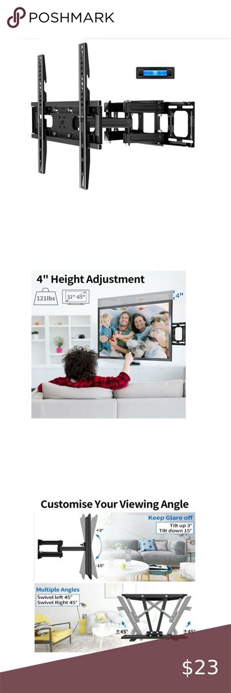 TV Wall Mount Swivel & Tilt Full Motion for Most 32-65in 4" Height ...