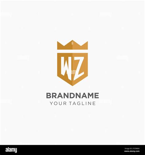 Monogram Wz Logo With Geometric Shield And Crown Luxury Elegant