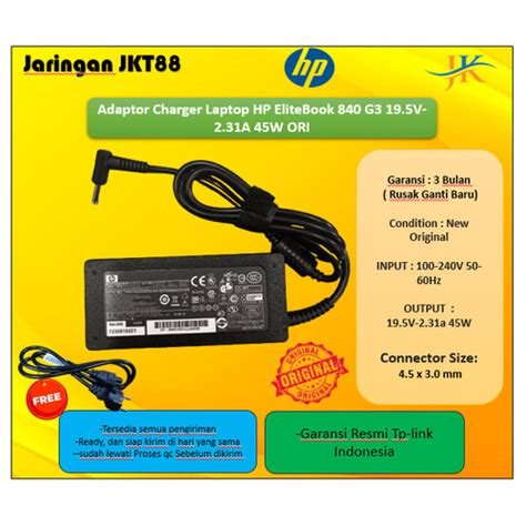 Promo Adaptor Charger Laptop HP EliteBook 840 G3 19 5V 2 31A 45W ORI