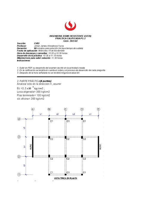 2 PC2 CV93 Practica XXXXXXXXXXXXXXXXXXXXXXXXXXXX INGENIERIA SISMO