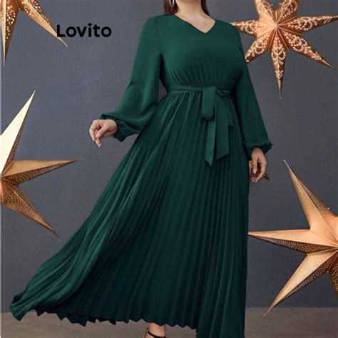 Lovito Vestido Plus Size Curvo Elegante Liso Renda Para Mulheres