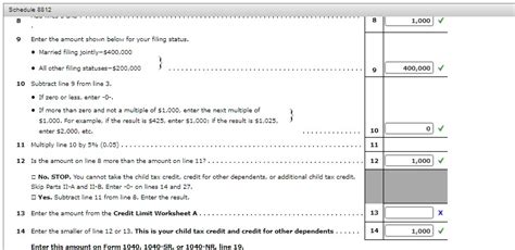 Schedule 8812 8 8 1 000 9 Enter The Amount Shown Below For Your Filing