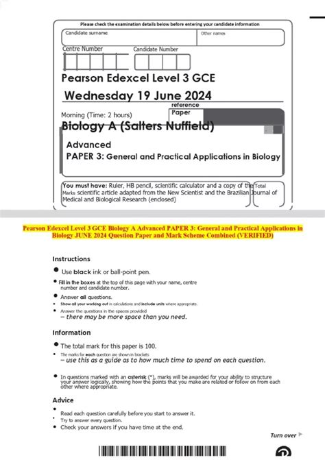 Biology Edexcel Gce May 2013 Mark Scheme 1