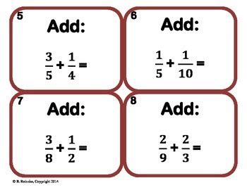 Adding Fractions Task Cards 28 Cards By Reincke S Education Store