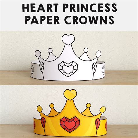 Heart Princess Paper Crowns Printable Coloring Valentine Craft Activity Made By Teachers