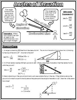 Angles Of Depression And Elevation Answers