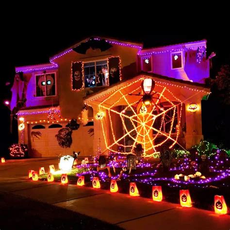 Vibrant Orange and Purple Halloween String Lights