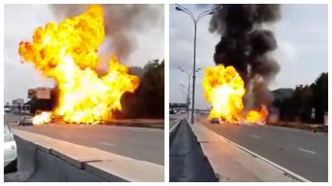 Chaos Gas Cylinders Explode After Truck Catches Fire