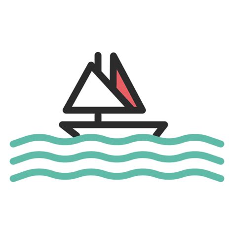 Diseño Png Y Svg De Icono De Trazo De Color De Barco De Vela Para Camisetas