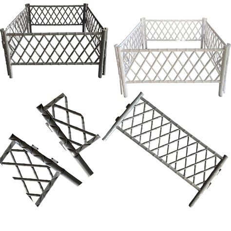 Pack 4 Decorative Plastic Garden Fence Panels Edging Border Lawn