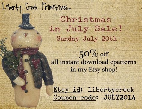 Liberty Creek Primitives Christmas In July Epattern Sale Click Here