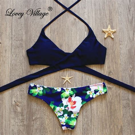 Brand Sexy Cross Swimwear Women Bikini Set Bandage Bathing Suit Push Up