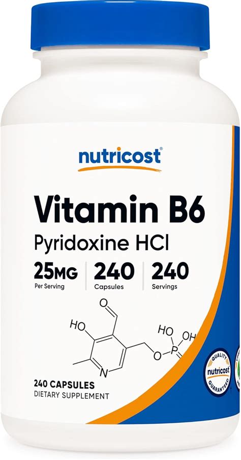 Nutricost Vitamin B6 Pyridoxine Hcl 25mg 240 Capsules