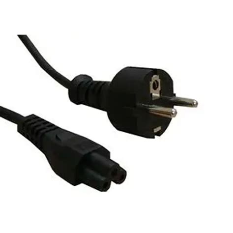 2 5A Euro Plug To IEC C5 Cloverleaf Plug Power Lead Black 2m