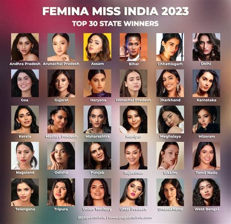 The Top 30 State Winners For Female Miss India