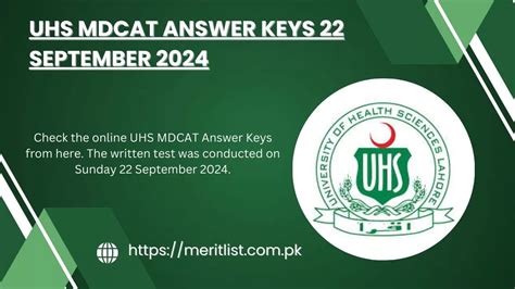 UHS MDCAT Answer Keys 22 September 2024