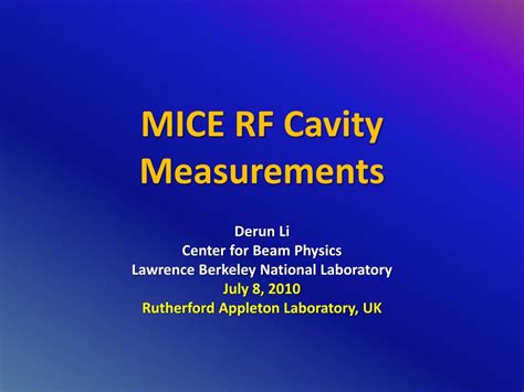 Ppt Mice Rf Cavity Measurements Powerpoint Presentation Free