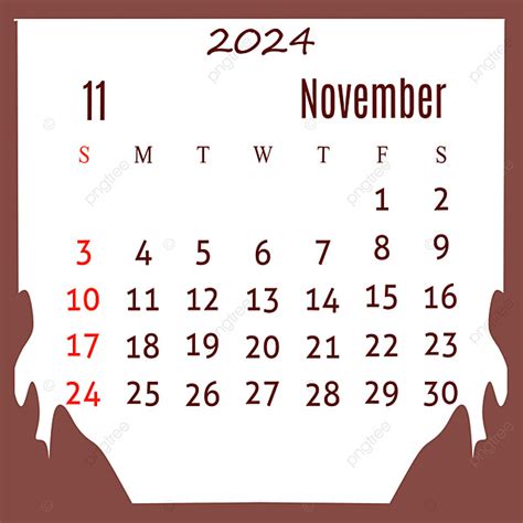 November 2024 Calendar With Chocolate Frame Illustration Template