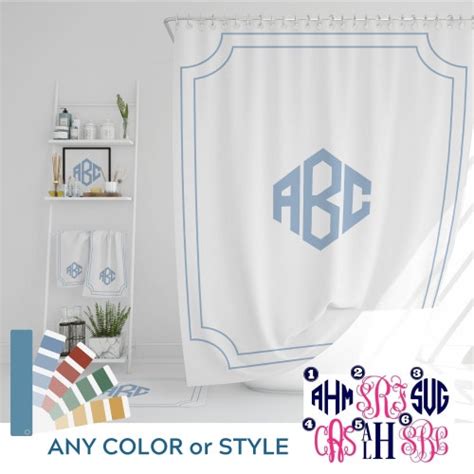 Custom Monogram Bathroom Set Monogrammed Shower Curtain Etsy