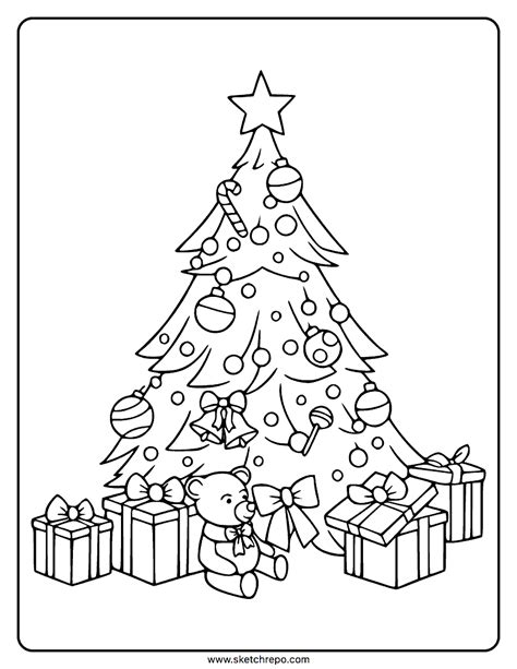 Christmas Tree Coloring Page Sketch Repo