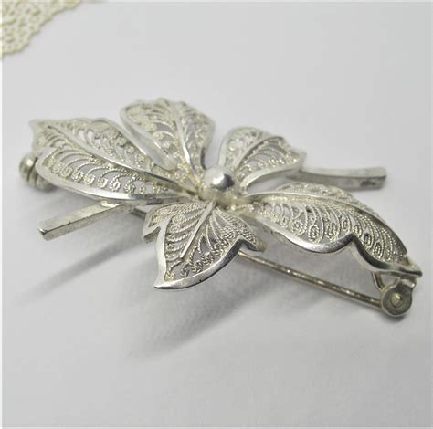 SILVER FILIGREE BROOCH A Flower Foreign Design Vintage Etsy UK