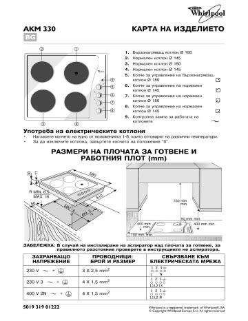 Whirlpool AKM330 NB Hob Програмна схема Manualzz