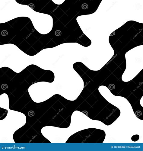 Monochromatic Camouflage Seamless Pattern Black And White Cowhide