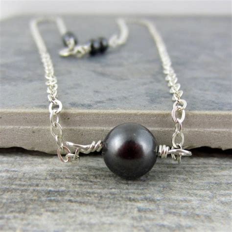 Black Pearl Choker Necklace Dark Grey by SilverShamrockStudio