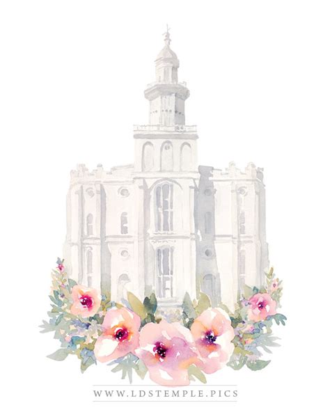 St. George Temple Watercolor Painting - LDS Temple Pictures