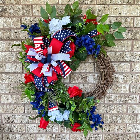 Memorial Day Wreath Memorial Day Home Decor . Patriotic Grapevine ...