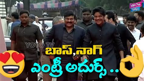 Nagarjuna Grand Welcome To Megastar Chiranjeevi ANR Awards 2019