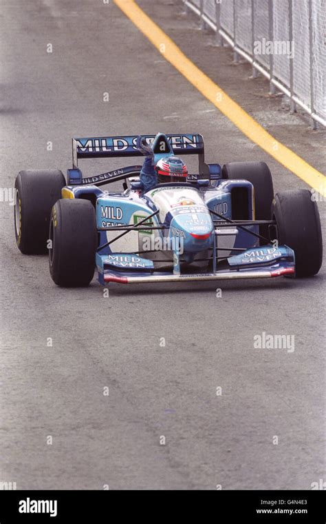 Michael Schumacher Waves To The Crowds Before His Disqualification From