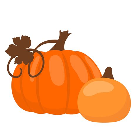 Two Pumpkins With A Leaf Vector Illustrated Clipart Vector