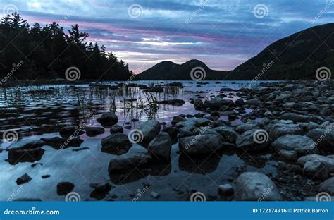 Sunset at Jordan Pond - Acadia National Park Stock Photo - Image of ...