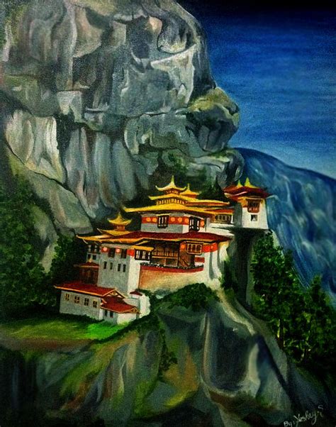 Paro Taktsang Painting By Kuenzang Yeshey Fine Art America