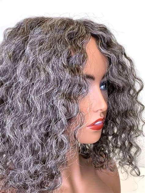 Hair Topper With Kinky Wave 100 Human Hair 12 Gray Mixed