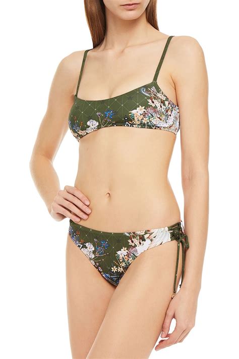 Camilla Lace Up Crystal Embellished Floral Print Bikini Top The Outnet