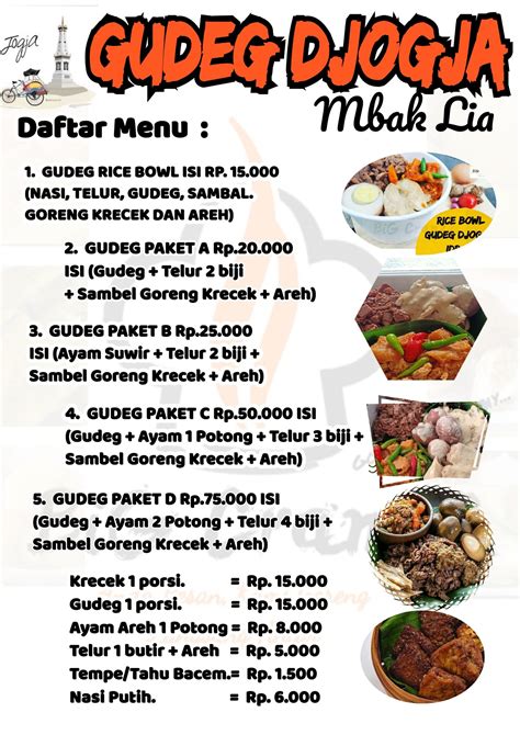 Daftar Menu Gudeg Djogja Mbak Lia Eka Haris Halaman 1 4 PDF