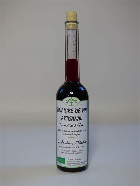 Vinaigre de vin rouge aromatisé à l ail 100 ml Les Jardins D elodie