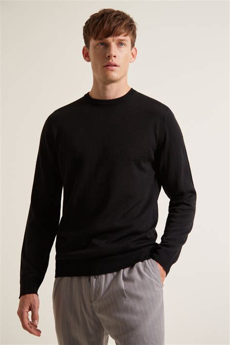 Moss London Black Crew Neck Jumper