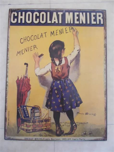 Ancienne Plaque Tole Chocolat Menier Firmin Bouisset Eur