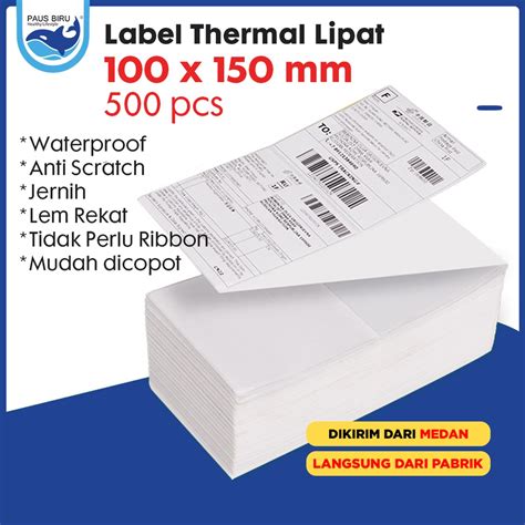 Jual Label Barcode Lipat Thermal 100x150mm 1 Line 500pcs Roll Kertas