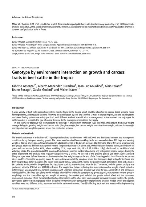 Pdf Genotype By Environment Interaction On Growth And Carcass Traits In Beef Cattle In The Tropics